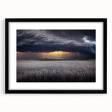 Extra large, textured abstract art print depicting colorful rolling hills of Palouse, in a black frame.