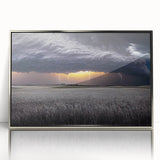 Mid-century modernist art depicting the Palouse scenery in muted earth tones on a framed acrylic print.