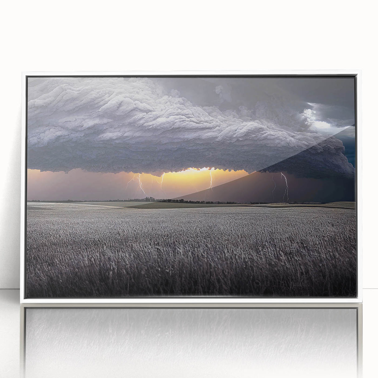 Framed acrylic print of Palouse, Washington, featuring rolling green hills in a minimalist style.
