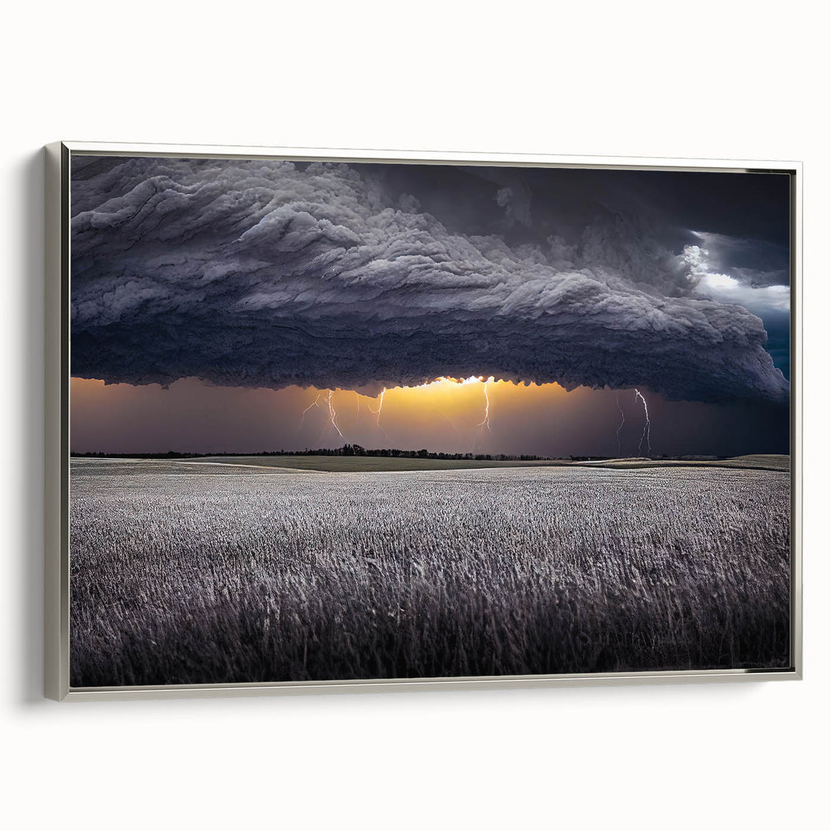 Framed canvas of a vintage-style landscape art painting depicting the rolling hills of Palouse.