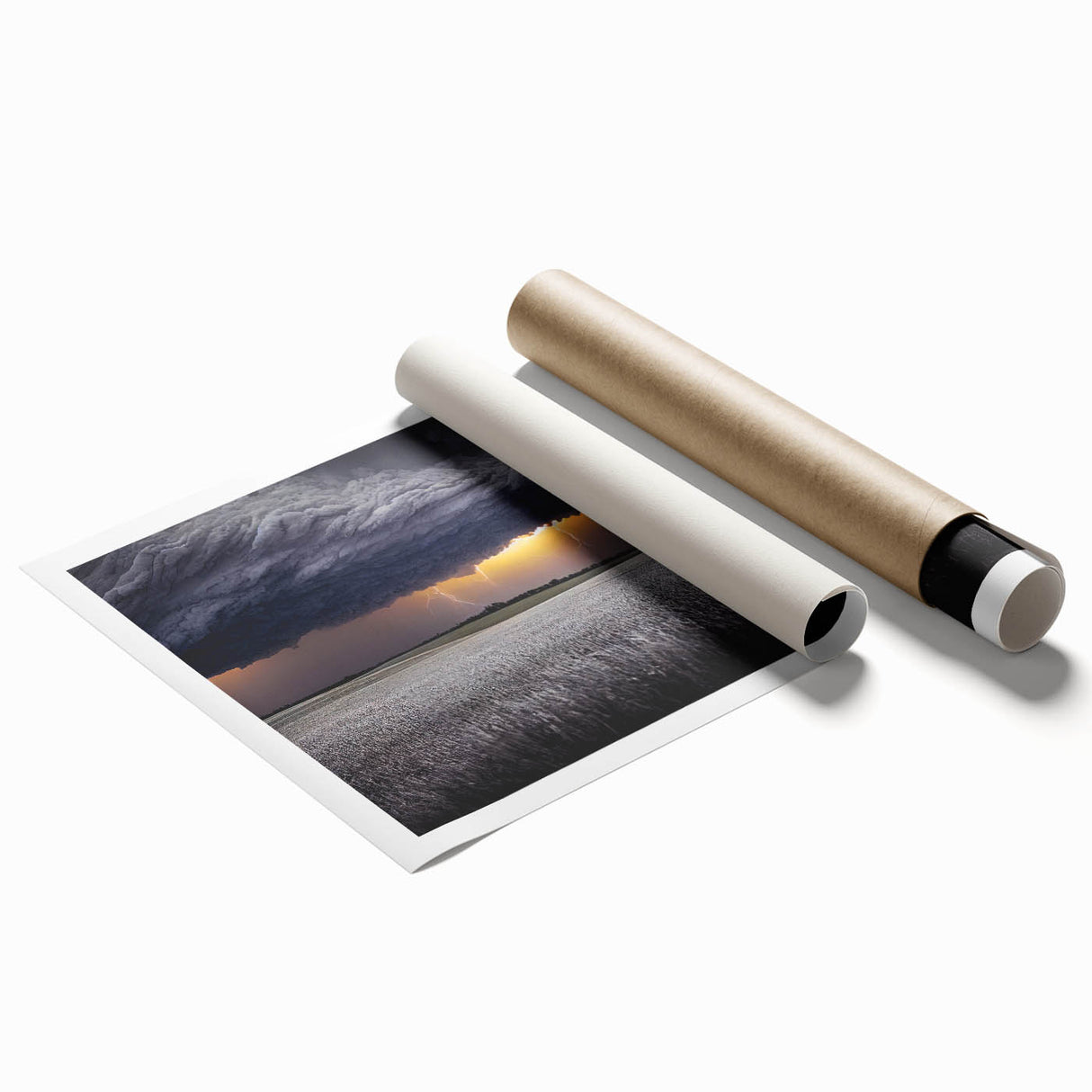 Rolled print of Palouse scenery in Washington, featuring soft green and brown tones.