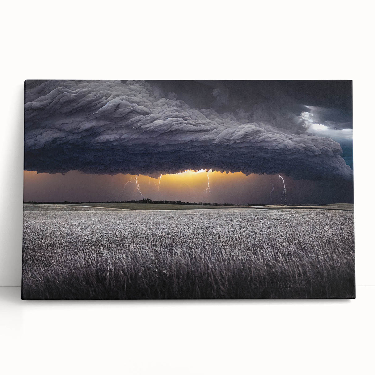 Black and white photograph of Palouse, Washington on stretched canvas, ideal for kitchen wall art.