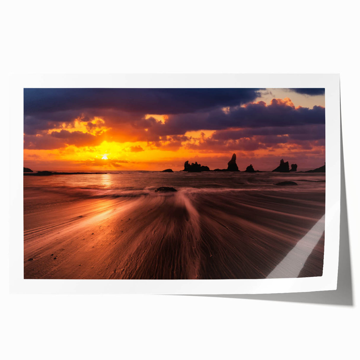 Extra large rolled print of Seattle skyline with muted blue tones, ideal for art wall dining room.
