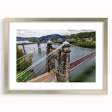 Textured abstract art print depicting a muted landscape of West Virginia, mounted in a silver frame with a mat.
