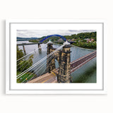 Abstract art print of a West Virginia landscape in muted earth tones, framed with a white mat, ideal for dining room decor.