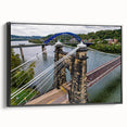 Black and white framed canvas of a vintage West Virginia landscape, ideal for bedroom wall art.