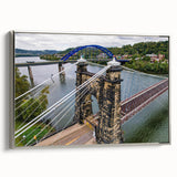 Landscape art painting of West Virginia scenery on a framed canvas, featuring vibrant green and blue tones.
