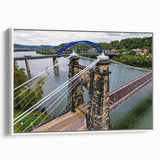 Vintage poster art of West Virginia scenery on extra large framed canvas with colorful accents, ideal for living room decor.