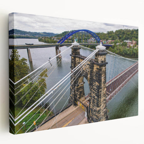 Scenic West Virginia landscape on stretched canvas, featuring lush green tones, ideal for kitchen wall art.