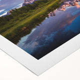 Art deco poster of Grand Tetons scenery in subtle earth tones on rolled canvas, suitable for dining room wall art.