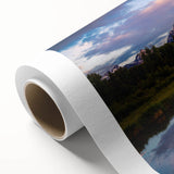 Art Deco poster of Grand Tetons scenery in muted earth tones on rolled canvas, ideal for nursery wall art.