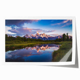 Rolled print of Grand Tetons scenery in muted earth tones, ideal for art wall dining room.