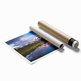 Extra large rolled print of Grand Tetons scenery with vibrant greens and blues, ideal for classy bathroom wall art.