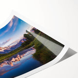 Extra large rolled print of Grand Tetons scenery with line art flowers in muted earth tones.