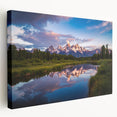 Grand Tetons landscape on large stretched canvas, featuring earthy tones, ideal for kitchen wall art.