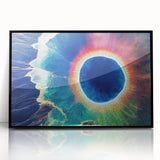 Large abstract wall art depicting Yellowstone scenery in muted earth tones on a framed acrylic.