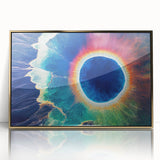 Framed acrylic print of Yellowstone scenery in gold tones, ideal for modern art wall decor.