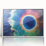 Acrylic print of Yellowstone landscape in art deco style, featuring muted earth tones, ideal for modern nursery wall decor.