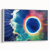 Vintage poster art of Yellowstone landscape on framed canvas, featuring colorful art in extra large size.