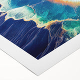 Art deco poster of Yellowstone scenery on rolled canvas, featuring soft earth tones, suitable for dining room wall art.