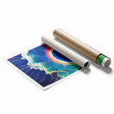 Extra large rolled print of Yellowstone scenery with vibrant green and blue tones, ideal for classy bathroom wall art.