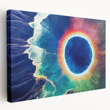 Yellowstone National Park scenery on stretched canvas, featuring vibrant green and blue tones, ideal for kitchen wall art.