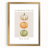 Extra large abstract art print with textured fall motifs in gold and brown tones, framed with mat.