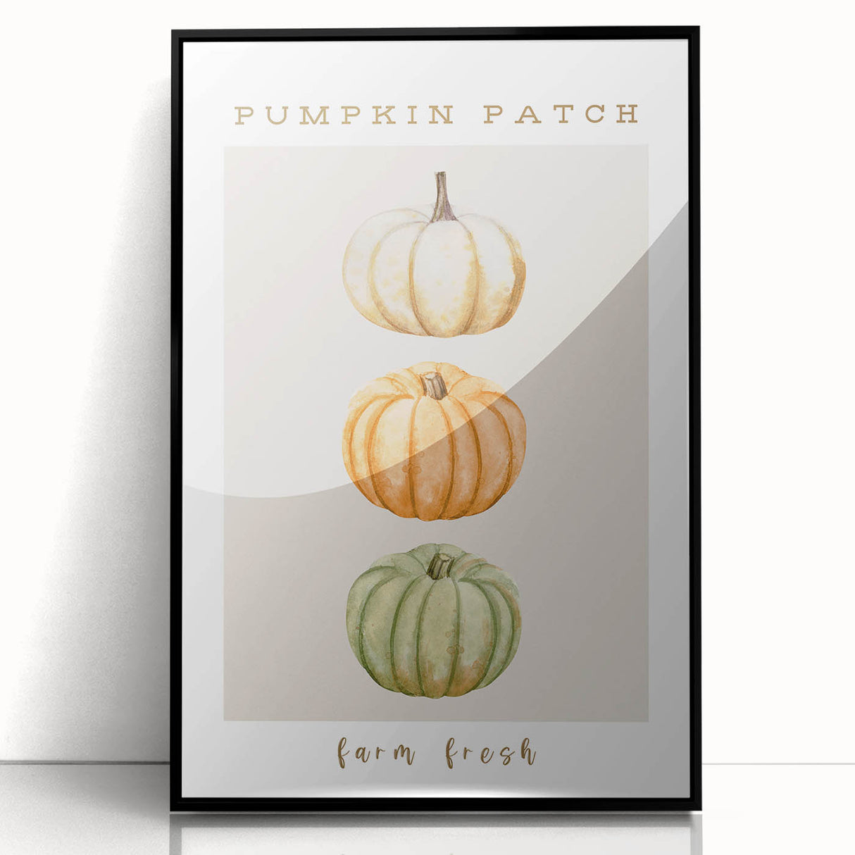 Large abstract wall art depicting autumnal colors in mid-century modernist style on a black framed acrylic.