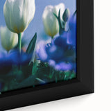 Extra large framed canvas featuring a textured spring scene with black trees and vibrant colors, ideal for living room decor.