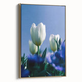 Framed canvas depicting a vintage landscape painting of spring, with lush green tones, ideal for bedroom wall decor.