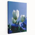 Spring-themed stretched canvas depicting a blooming tree in pastel colors, ideal for kitchen wall art.
