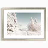 Textured abstract art print in cool gray and blue tones, framed in silver, suitable for bedroom wall decor.