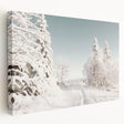 Winter-themed abstract painting on stretched canvas, featuring cool blue and white tones, ideal for kitchen wall art.