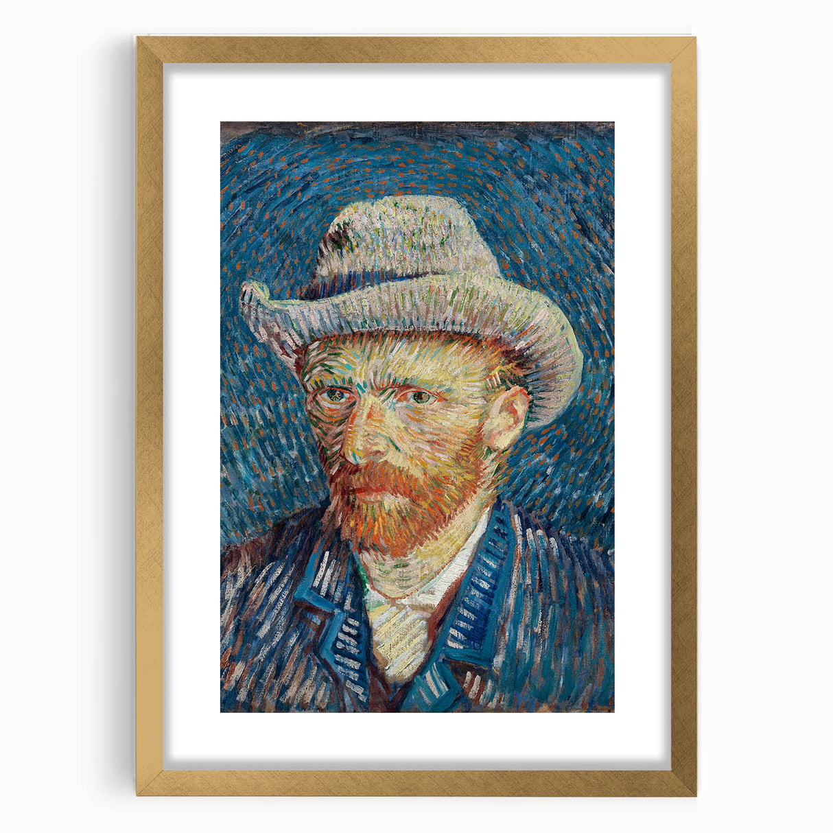 Extra large abstract art print featuring textured swirls in vibrant blues and yellows on a framed canvas.