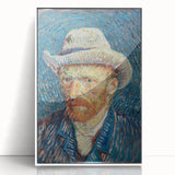 Large acrylic print of Van Gogh's Starry Night in a white frame, featuring swirling blues and yellows.