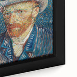 Close-up of a textured, extra large framed canvas depicting a colorful abstract design, ideal for living room decor.