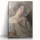 Framed abstract figurative art piece with silver accents, showcasing a modern design that enhances contemporary decor, perfect for living spaces.