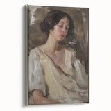 Abstract figurative framed canvas artwork showcasing fluid silver tones and dynamic shapes, perfect for modern home decor, highlighting artistic elegance.