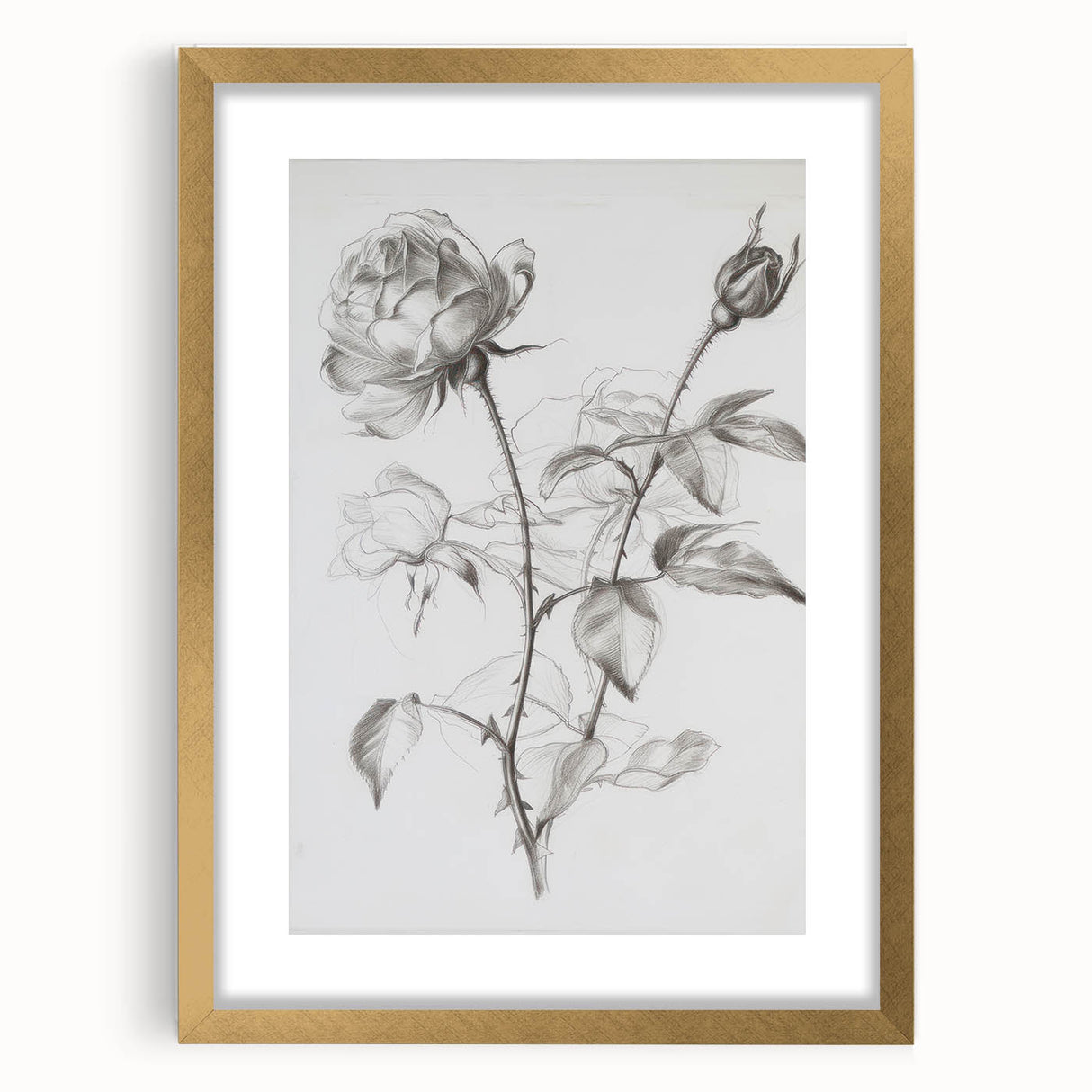 Abstract floral design framed in gold with a white mat, showcasing vibrant colors and intricate patterns, ideal for modern home decor.