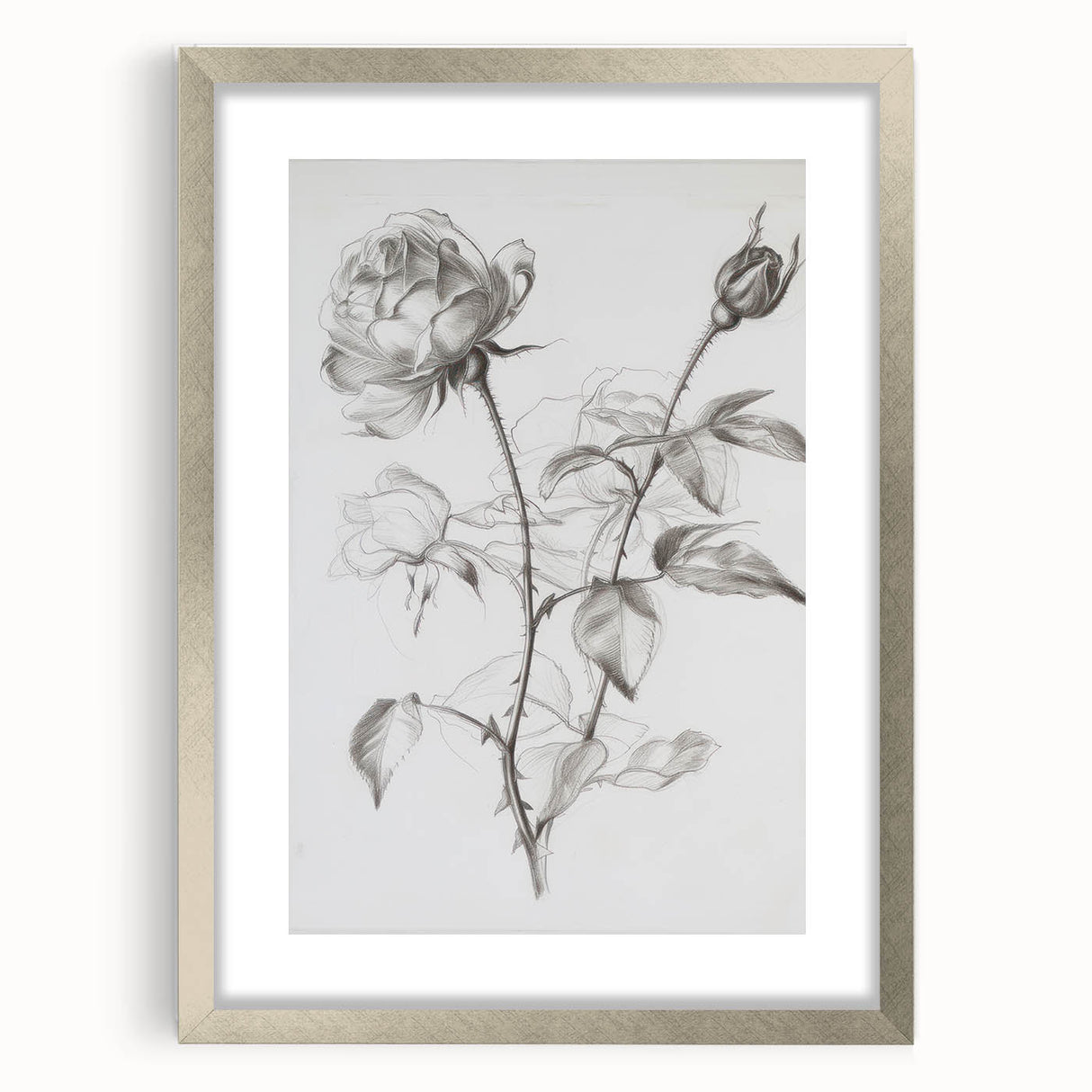 Elegant abstract floral design framed with a silver mat, showcasing vibrant colors and intricate patterns, perfect for modern home decor accents.