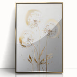 Framed acrylic artwork showcasing a vibrant abstract floral design in gold tones, adding a touch of elegance to modern decor. Perfect for home or office spaces.