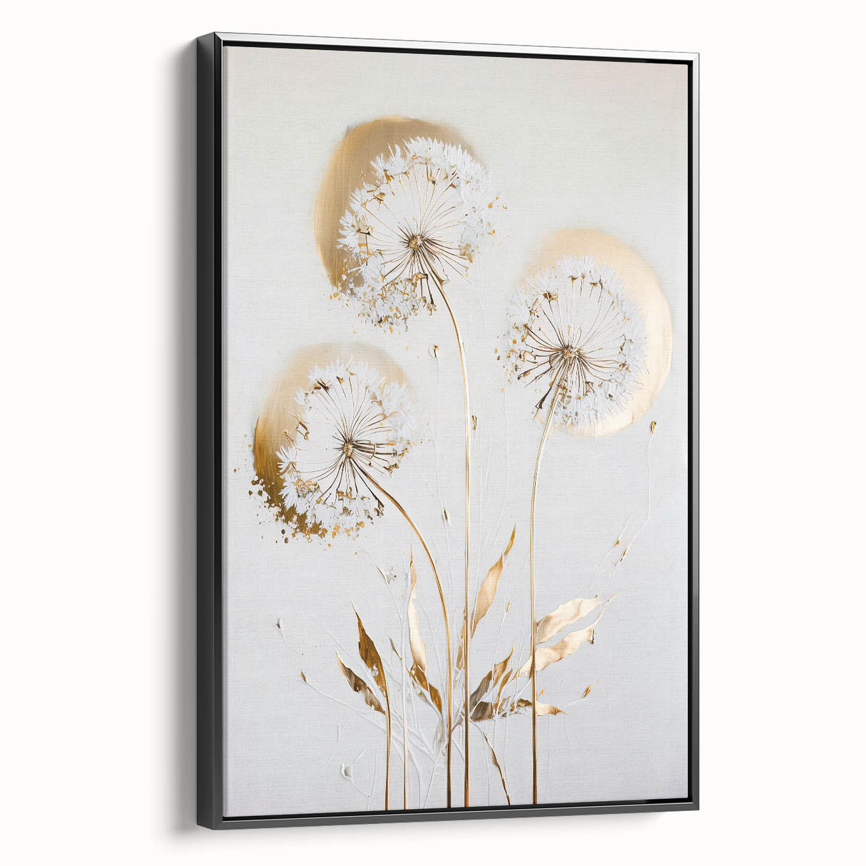 Framed canvas artwork showcasing abstract floral designs in vibrant colors, viewed from the side against a neutral background, perfect for modern home decor.