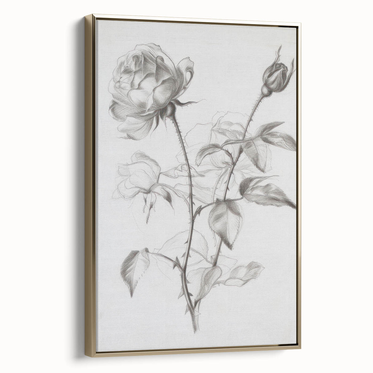 Framed canvas artwork showcasing an abstract floral design in vibrant colors, with a gold frame adding elegance, ideal for modern home decor.