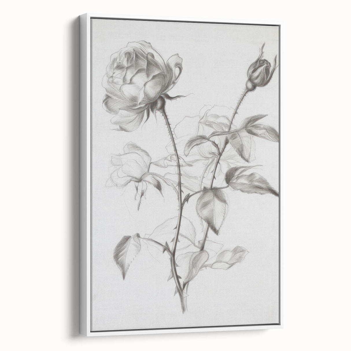 Framed canvas art featuring an abstract floral design in vibrant colors, displayed from a white side view, ideal for modern home decor.