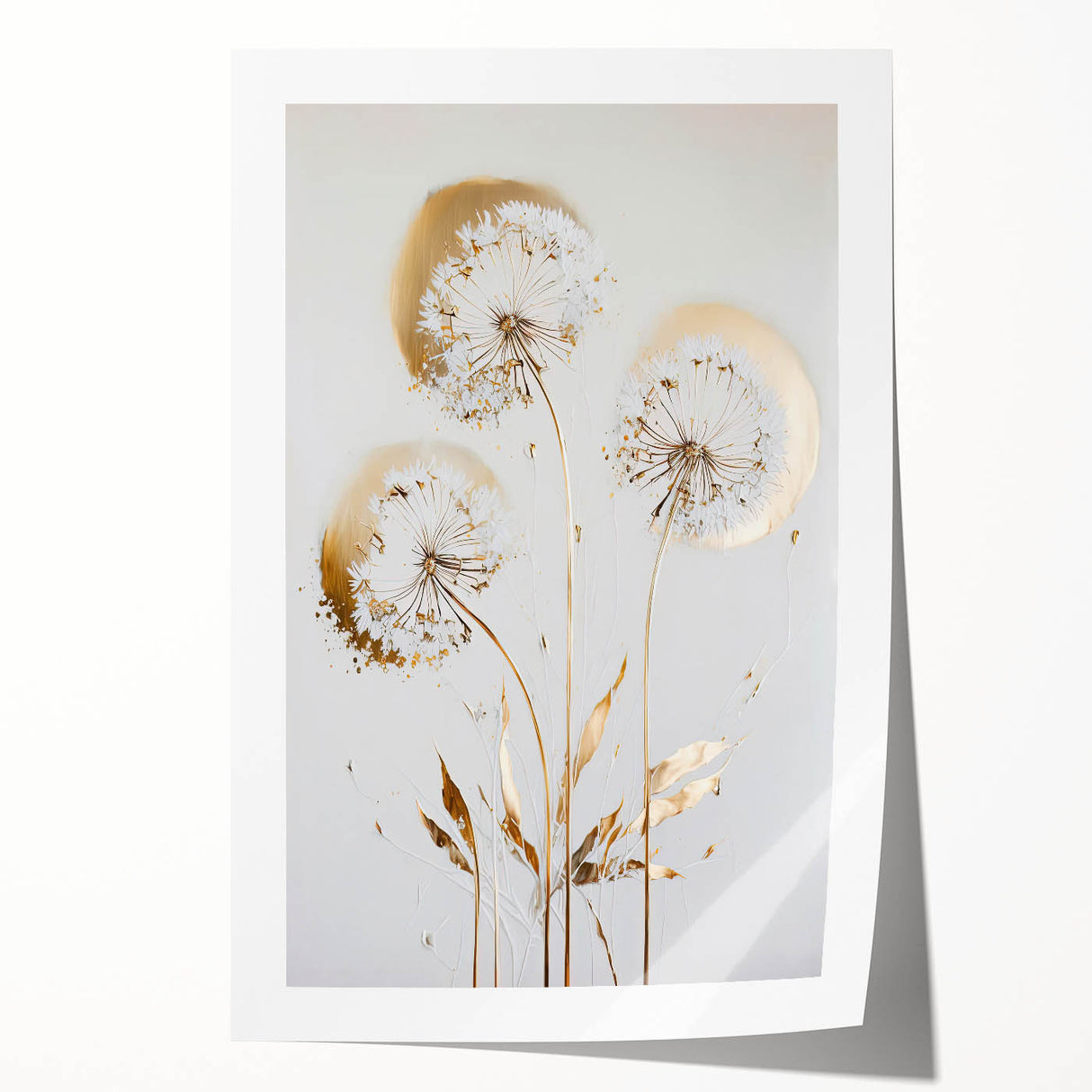 Abstract floral design rolled print showcasing vibrant colors of purple, pink, and gold, perfect for modern home decor. Packaged securely in a protective cardboard tube for easy handling and storage. Ideal for enhancing any interior space with a touch of elegance and creativity.