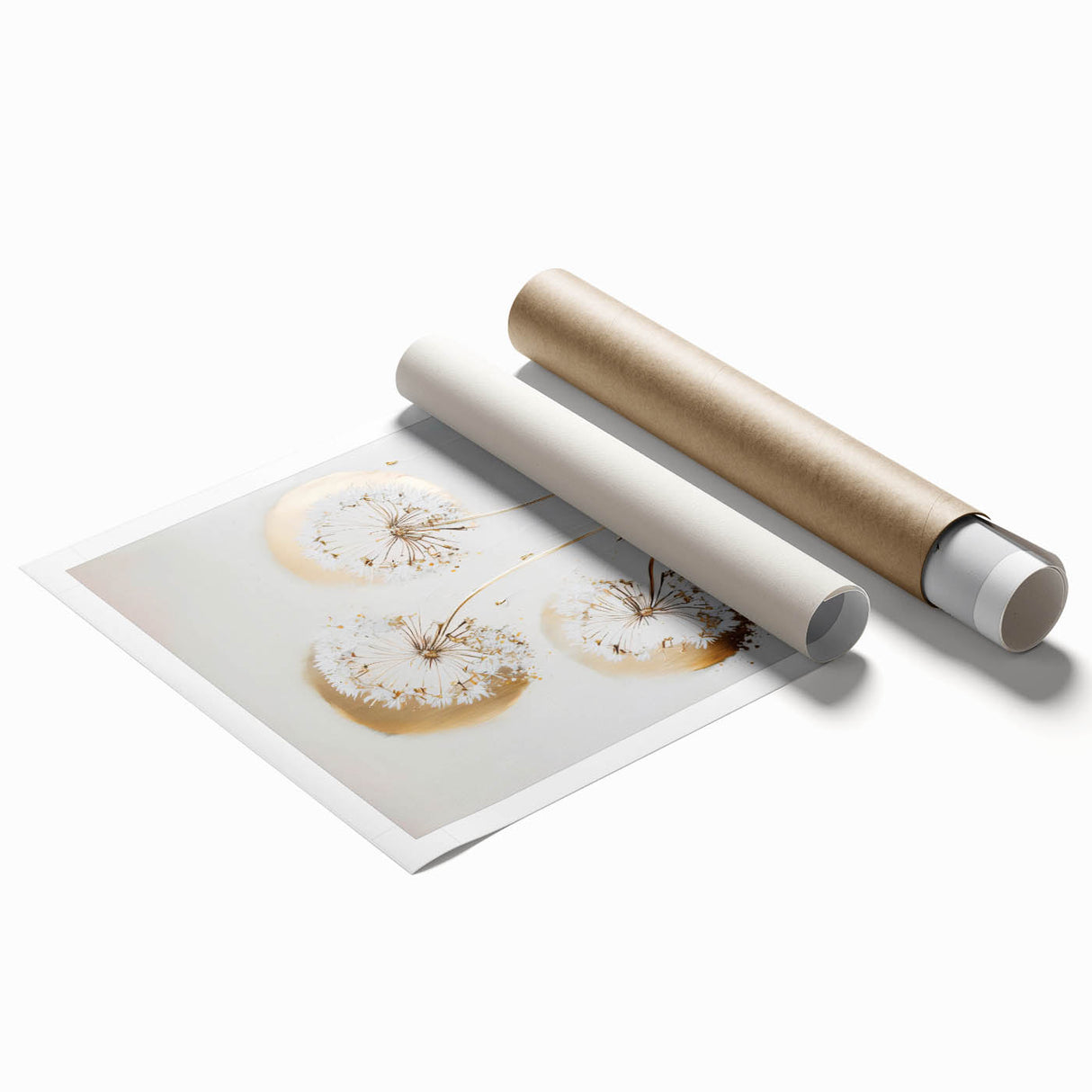 Abstract floral design rolled print showcasing vibrant colors and intricate patterns, perfect for home decor. Packaged securely in a protective cardboard tube for easy storage and transport. Ideal for adding a modern touch to any space.
