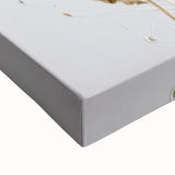 Close-up view of an abstract floral stretched canvas artwork, showcasing vibrant colors and intricate patterns, perfect for modern home decor and artistic expression.