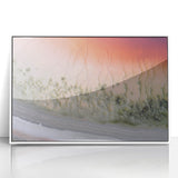 Framed acrylic artwork showcasing a vibrant abstract landscape in shades of blue and green, designed to enhance modern home decor with its contemporary aesthetic.