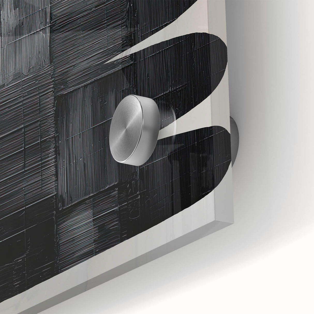 Close-up of abstract minimalist wall art featuring vibrant acrylic colors on glass, showcasing intricate designs and textures ideal for modern decor.