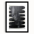 Abstract minimalist wall art in a black frame with a mat, showcasing geometric shapes and soft colors, perfect for modern decor in any room.